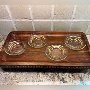 Vintage Gold swirl four Glass Bowls dishes trinket